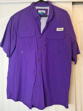 Magellan Outdoors Men's Short Sleeve Button-Down Shirt - Purple